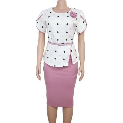 Popodion Mother of the Bride Dress African Womens Dot Mothers Wear Set Tops Skirt Two-Piece mother of the bride ROM80164