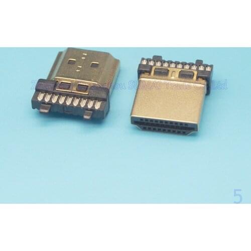 10pcs Gold-plated HDMI Jack Socket HDMI A TYPE Male Plug 19P Connector Solder Free shipping