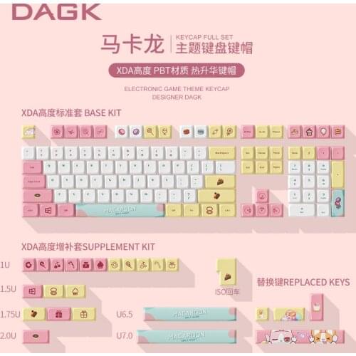 Pink Cute Keycaps Colorful PBT Key-Cap Cherry/XDA Profile 132/133 Keys For Mechanical Keyboard For GK61 GH60 RK61 SK87 Base Kit