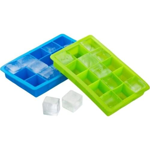 DIY Creative Big Ice Cube Mold 15 Square Shape Silicone Ice Tray Fruit Ice Cube Maker Bar Kitchen Accessories Color Random