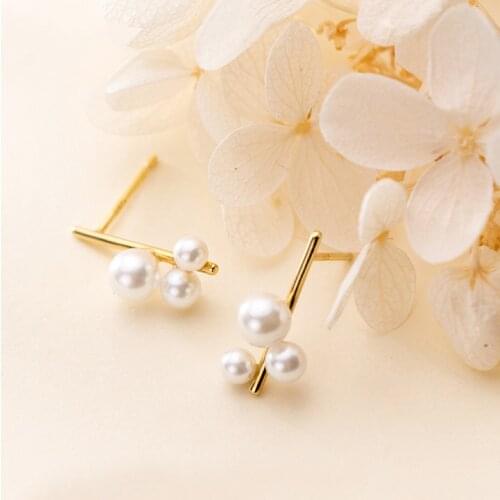 MloveAcc 100% 925 Sterling Silver Earrings Elegant Pearl Stud Earrings for Women Silver Jewelry