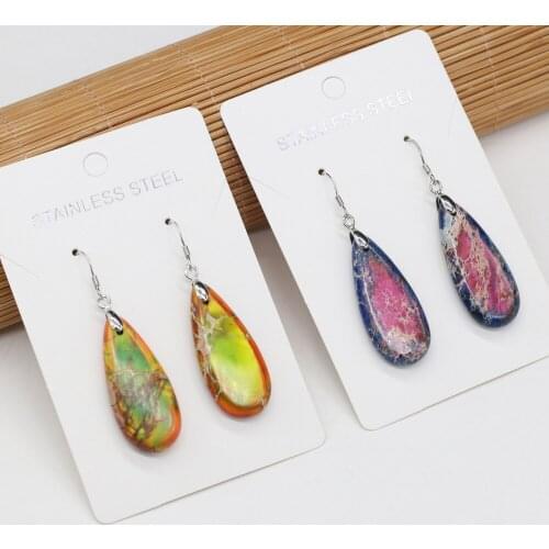 Natural Stone Earrings Drop-Shaped Emperor Stone Charms For Elegant Women Love Romantic Gift