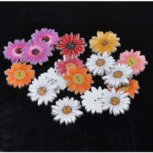 Mixed Sunflower Painted Wooden decorative Buttons For Sewing Scrapbooking Crafts 50pcs 25mm MT1558