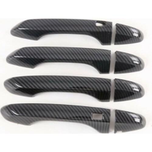 Carbon Fiber Style ABS/Silver Car Door Handle Bar Cover Trim Sticker Fit For Hyundai Azera Grandeur 2020