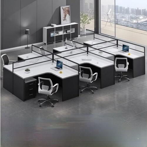 Staff desk modern double computer desk sub-screen office tables and chairs