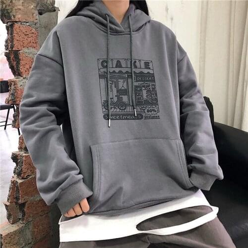 Hoodies Women with Hat Print Thickening Oversize Womens Hoodie Harajuku All-match Front Pocket Street Style Fashion Sweatshirts