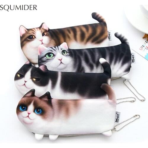 Creative Pencil Case Emulation Cartoon Pencil Case Cats Soft Pencil Case School Supplies Pencils Storage bags Stationery