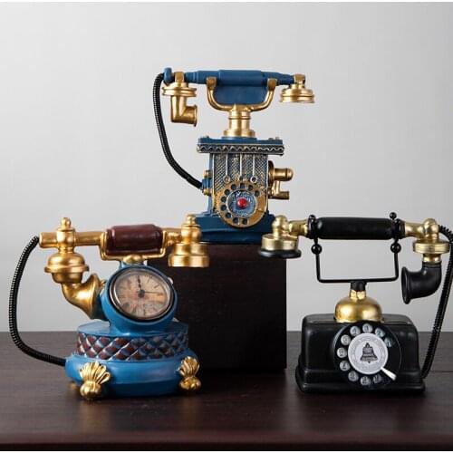 European-style Resin Telephone Ornaments Retro Crafts Living Room Office Countertop Telephone Small Furnishings Home Decoration