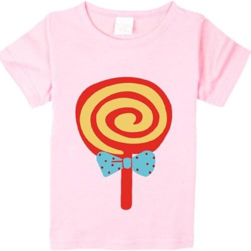 Lollipop Pattern Girls Spring Summer T-shirts Fashion Letters Printing Girls Nice Tees Tops