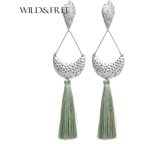 Wild&Free New Bohemia Big Tassel Earrings Zinc Alloy Trendy Long Earring For Women Fringed Earrings Pendientes Jewelry Wholesale