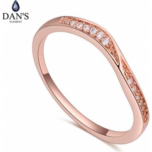 DANS element Brand Real AAA Zirconia Micro Inlays Fashion Ring for women New Geometric Round Wedding 121902