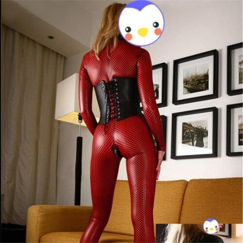 Women Sexy Lingerie Faux Leather Club Clothing Bodysuit Adult Latex PVC Catsuit Zipper Crotch Erotic Lingerie Jumpsuit Night