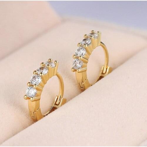 ZHOUYANG Tiny Cute Hoop Earrings For Women Gift Gold Color Ear Piercing Earing With Zirconia Jewellery Woman Accesories KAE088