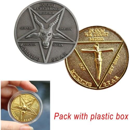 Lucifer Morning Star Satanic Coin Pentecostal Coin Silver Gold Coin Cosplay Accessories Movie Costume Prop For Fans