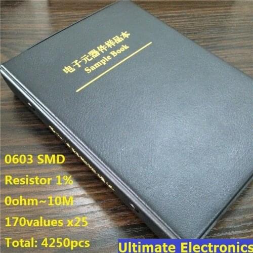 0603 1/10W SMD Resistor Sample Book 170values*25pcs=4250pcs 1% 0ohm to 10M Chip Resistor Assorted Kit