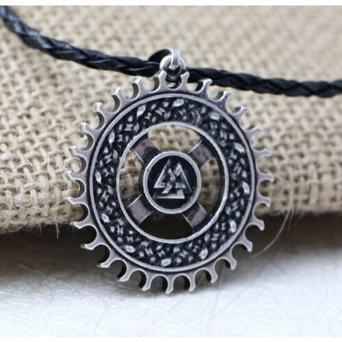 10pcs Norse Vikings Valknut Wheel Pendant Necklace Viking Amulet Necklace Scandinavian Norse Jewelry Mammen
