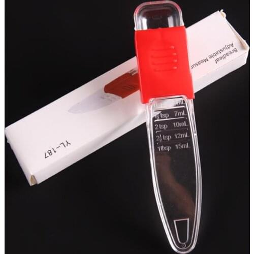 200pcs Plastic Adjustable Measuring Spoon Kitchen Transparent Red Baking Cooking Tools Measuring Scoop SN47