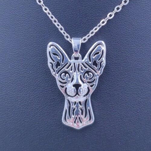 2021 Cute Sphynx Cat Pendant Necklace Gold Silver Plated Jewelry Gift For Women Male Female Girls Ladies Punk Christmas NT001