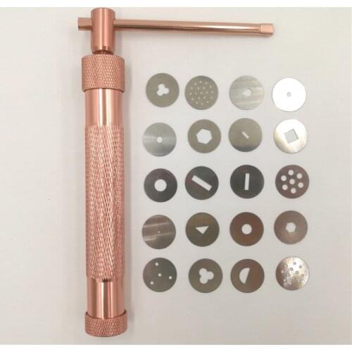 21pcs/set Clay Cake Sculpture Gun With 20 Tips Rose Gold Clay Craft Sugar Paste Extruder Fondant Cake Sculpture Polymer Tool