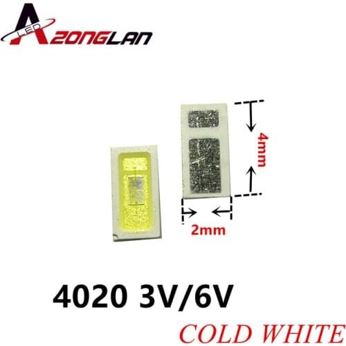 50pcs LED Backlight 0.5W 3V 6V 4020 48LM Cool white LCD Backlight for TV TV Application 4020C-W3C4 EVERLIGHT
