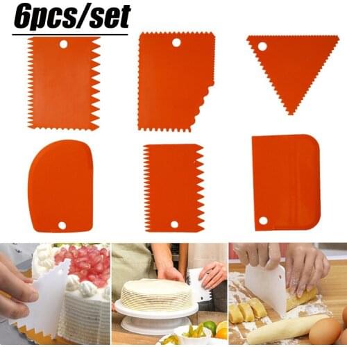 6 Pcs/set Reusable Colorful Plastic Irregular Teeth Edge DIY Cream Scraper Cake Decorating Baking Spatulas Tools