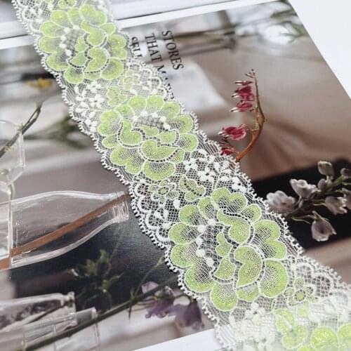 6y/lot Width 2 1/4 inch 6cm Narrow Shimmer Green Stretch Lace Trim For Clothing Accessories Dress Sewing Applique Costume Fabric