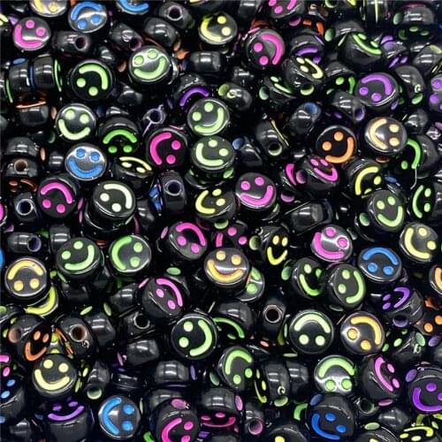 7/10mmm Round Shape Acrylic Spaced Beads Smile Face Beads For Jewelry Making DIY Charms Bracelet Necklac #05