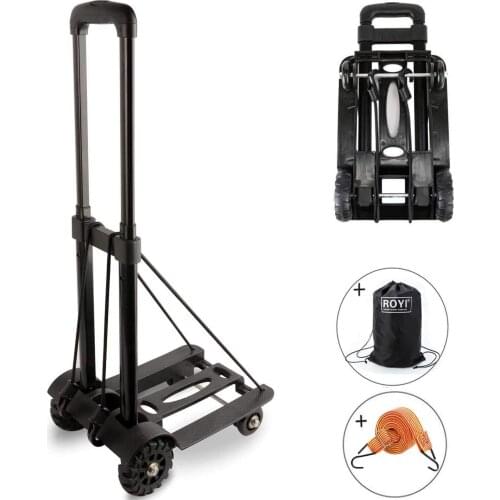 70kg/155 lbs Heavy Duty Foldable Hand Truck 4 Wheel Trolley Cart Compact Lightweight