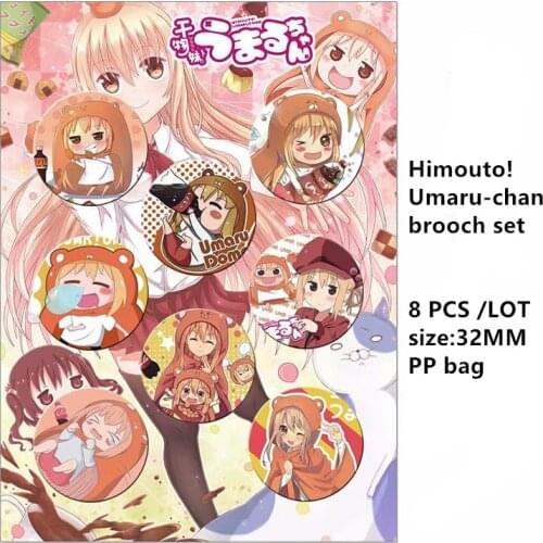 8 PCS/LOT Anime Himouto Umaru chan Natsume Yuujinchou Yosuga no Sora Fate Grand Order Model Doll Badge Brooch Toy Pins 32MM