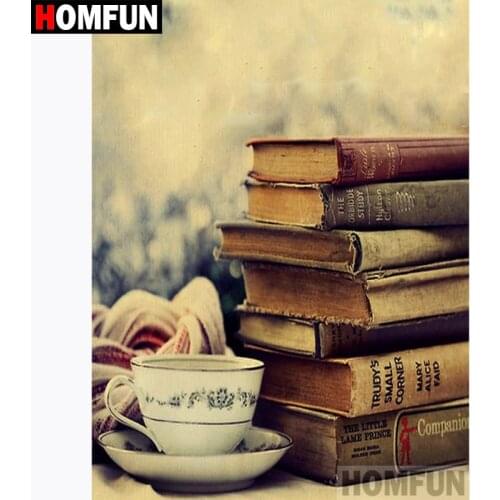 HOMFUN Full Square/Round Drill 5D DIY Diamond Painting "Coffee book" 3D Diamond Embroidery Cross Stitch Home Decor A18610