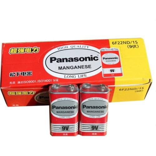 20pcs/lot Panasonic 9V 6F22 Zinc Carbon Battery Super Heavy Duty Dry Batteries for Wireless Microphone Alarm Mercury Long Life