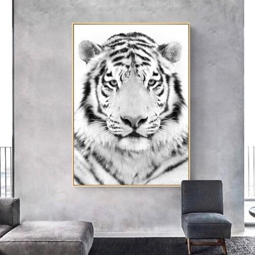 White Tigher Animal Poster and Print Wall Art Canvas Picture Painting Minimalist Nordic Decoration Modern Living Room Home Decor