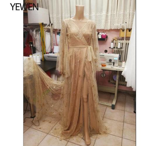 Sparkle Stars Evening Dress Long Prom Party Dresses with lining Photo Shoot Maternity Gown for Baby Showers YEWEN