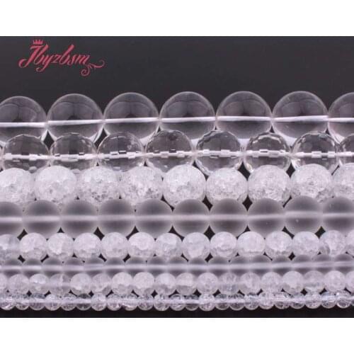 Natural Stone Beads Round White Crystal Rock Quartz For Woman DIY Necklace Bracelet Earring Jewelry Making 15" Free Shipping