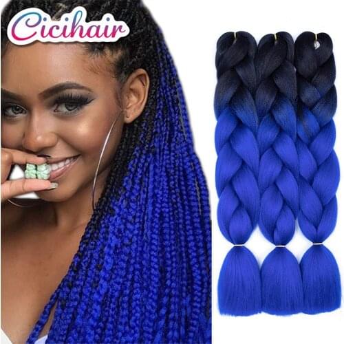 CICIHAIR 24inch 100G Ombre Braiding Hair Afro Jumbo Braids Synthetic Hair Extensions for Box Twist Braids Purple Pink Fake Hair