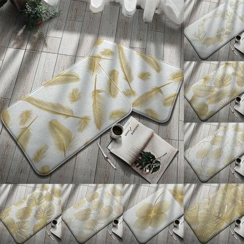 Golden Leaves Decorative Doormat 40*60cm Living Room Soft Carpet Kitchen Bathroom Anti-Slip Absorbent Floor Mat Indoor Small Rug