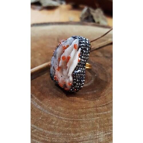 Dr Stone natural Stone Vanadinite Stone 22 carat gold plated women Bangle WHSR24