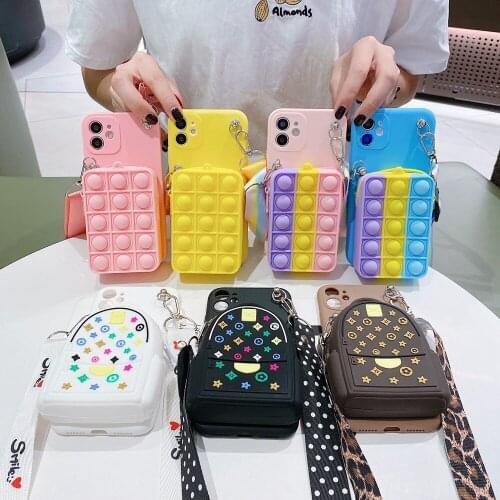 Redmi Note 9S 10S 8T Relieve Stress Case For Funda Xiaomi Redmi Note 9 10 7 8 Pro Case Pop Fidget Push Silicon Cover Lanyard Bag