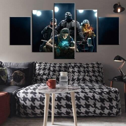 Canvas Paintings Modular Home Decor 5 Pieces Rainbow Six Siege Poster Game Pictures Living Room Wall Art Decoration