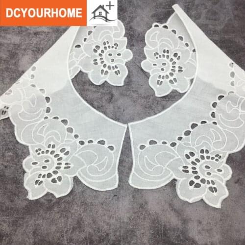 2pc Openwork lace on the flower Cotton openwork punch collar flower Water soluble cotton embroidery collar diy wedding dress