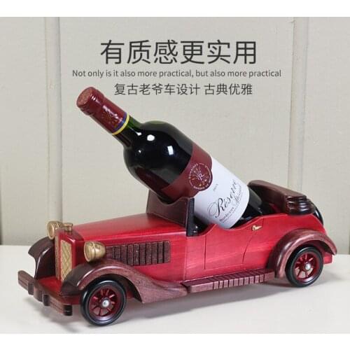 Creative gift # TOP COOL fashion office home Business shop Bar decorative art Retro wood Car model Wine rack art statue