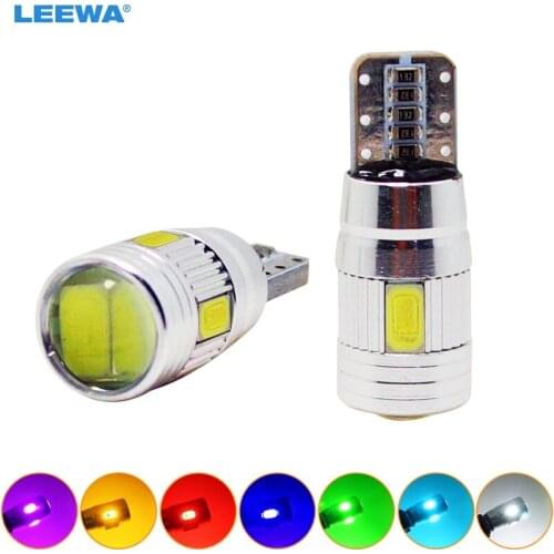 LEEWA 4pcs Power T10/W5W/194/168 6SMD 5630 LED Canbus Error Free Car LED Light Bulb With Lens #CA1255