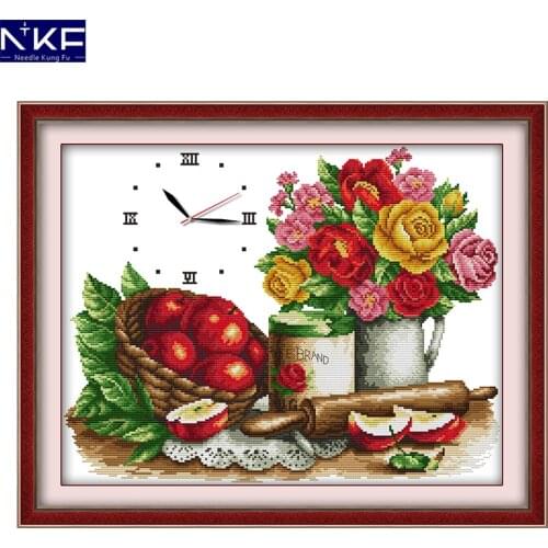 NKF Flowers and fruit needle craft cross stitch charts counted stamped Christmas cross stitch kits for home decoration