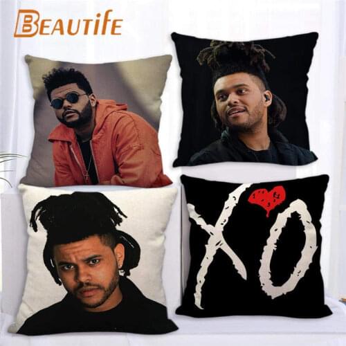 45X45cm The Weeknd XO Pillow Cover Square Zipper Cotton Linen Fabric Pillow Cases Bedroom Home Decorative Boys Girls Gift