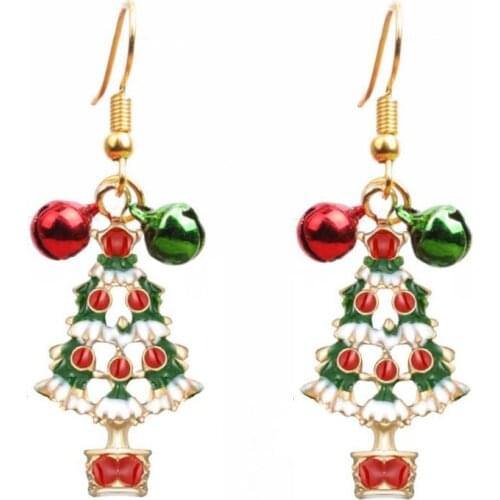 Cartoon Christmas Earrings Old Man Tree Moose Spring Tree Set Ornament Earrings Girl Holiday Earrings