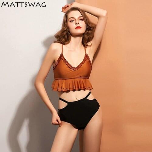 Flounce Tight 2020 New Swimsuits Women Solid Retro Womens Bikinis Set Sexy Swim Suit Swimsuit Beachwear Swimming Bikini Women