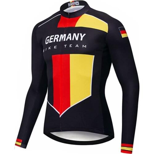Germany Thin&Fleece Autumn&Winter mens Long Sleeve Cycling clothing Breathable Anti-UV Bicycle Wear long Sleeve Cycling Jersey