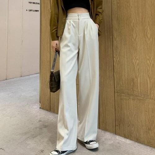 Clothing Woman Pants Elastic High Waist Wide Leg Pants 2021 New suit pants straight pants Korean Casual Loose Pants Female