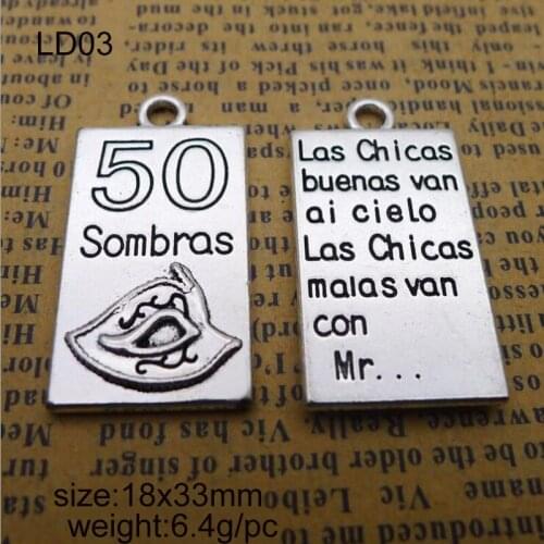 20pcs/lot Alloy Antique Silver 18x33mm Letter Metal Charm Pendant Fit Bracelet Necklace DIY Metal Jewelry Making