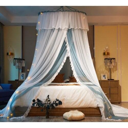 Hanging Dome Mosquito Net Bed Canopy Romantic Double Layer Yarn Bed Valance Anti-mosquito Home Textiles Decor Bedcover Curtain